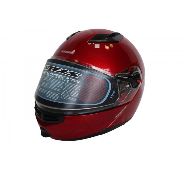 Шлем STELS FF370 снегоходный зимний с подогревом, красный