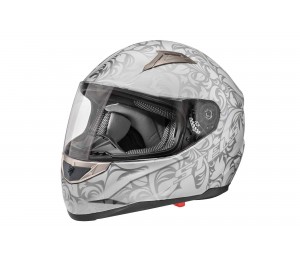 Шлем STELS FF389, белый с узорами